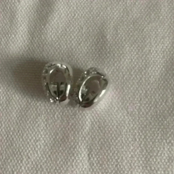 Vintage Givenchy Clip Earrings Silver Tone Metal Rhinestone - Picture 3 of 6